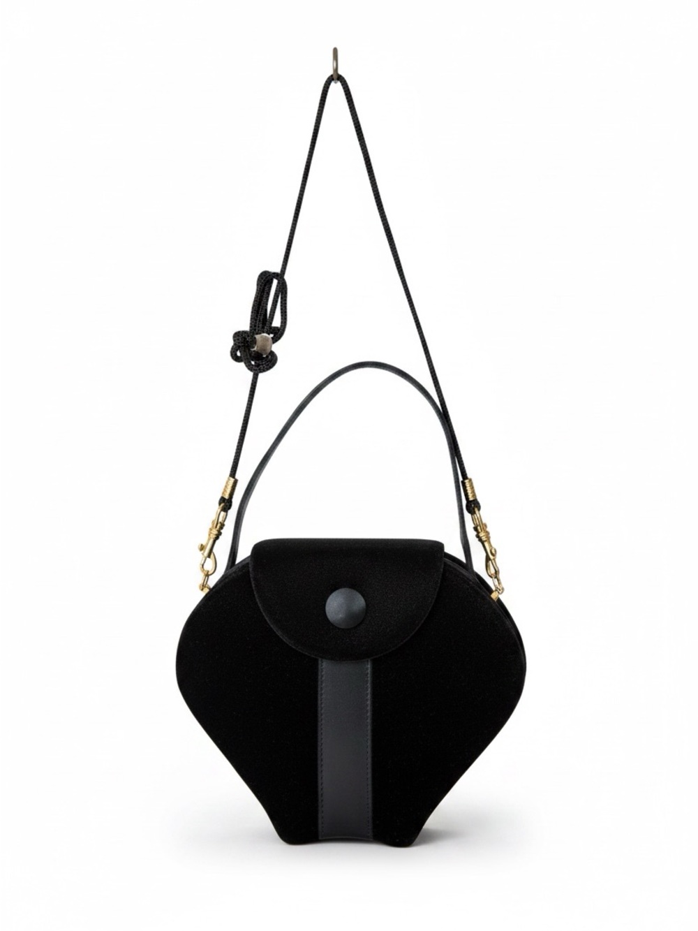 Black Women's Velvet Shoulder Bag with Top Handle